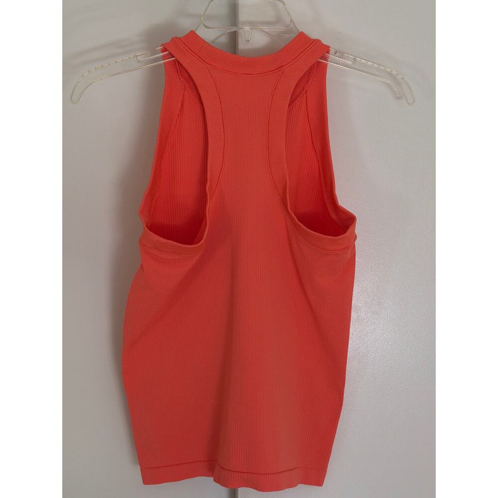 Athleta Orange Ribbed Racerback Tank Top Sz Medium Workout Gym Bright Running - Picture 3 of 6